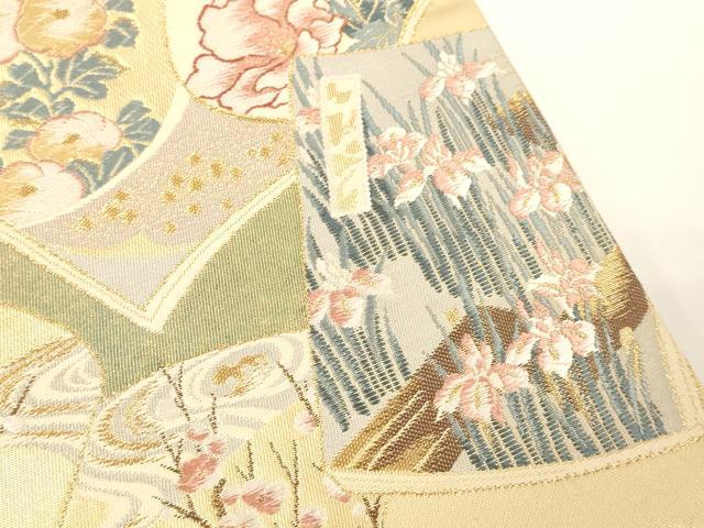 平和屋着物▼六通柄袋帯 唐織 桃山古典書文 金銀糸 正絹 逸品 CAAY4118ak
