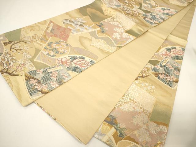平和屋着物▼六通柄袋帯 唐織 桃山古典書文 金銀糸 正絹 逸品 CAAY4118ak