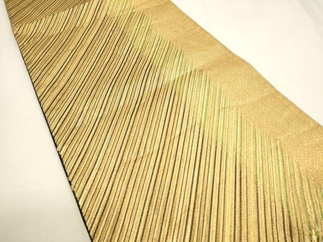 平和屋着物▼両面 六通柄袋帯 斜線文 斜線花間道 金糸 正絹 逸品 CAAY4364ak