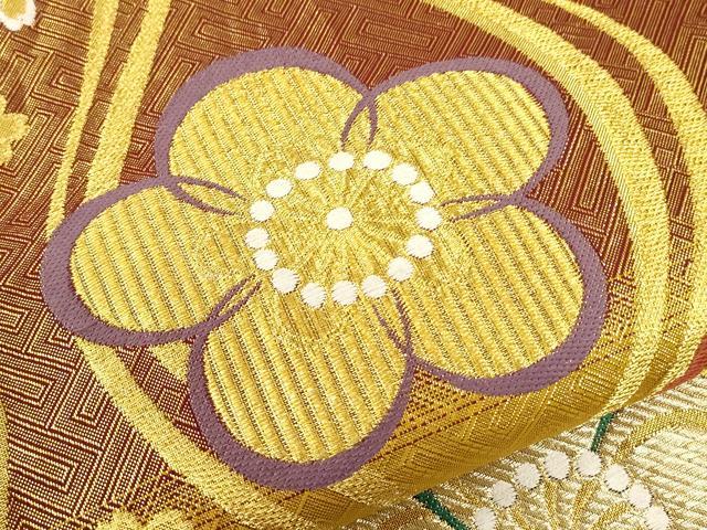 平和屋着物▼六通柄袋帯 唐織 立涌花文 金糸 やまと誂製 正絹 逸品 CAAY4373ak