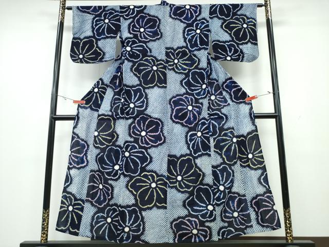 平和屋着物∴夏物 浴衣 有松鳴海絞り 舞花文 綿 逸品 CAAY4410ng