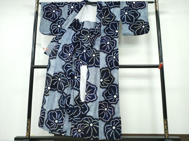 平和屋着物∴夏物 浴衣 有松鳴海絞り 舞花文 綿 逸品 CAAY4410ng