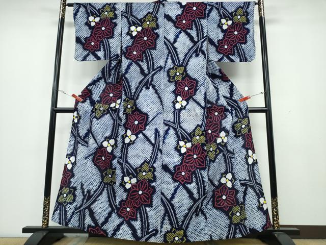 平和屋着物∴夏物 浴衣 有松鳴海絞り 草花文 綿 逸品 CAAY4412ng