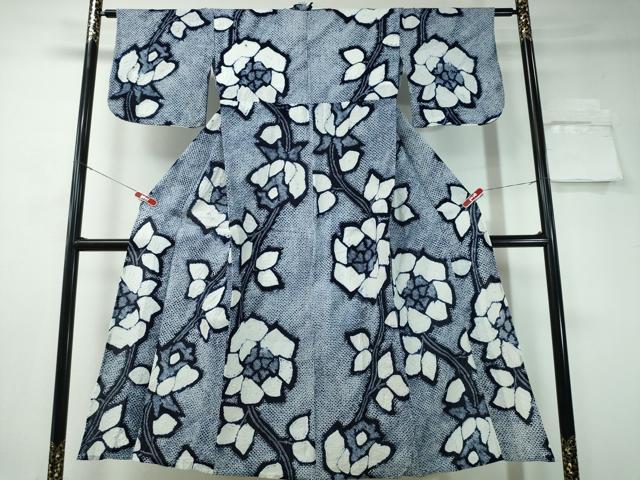 平和屋着物∴夏物 浴衣 有松鳴海絞り 枝花文 綿 逸品 CAAY4426ng