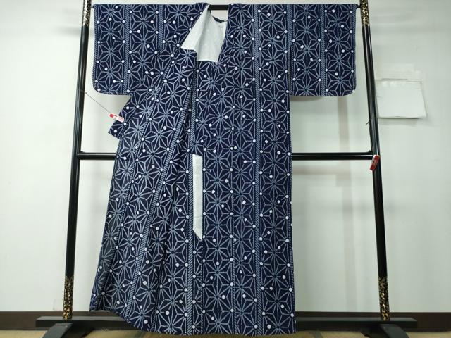 平和屋着物∴夏物 浴衣 有松鳴海絞り 麻の葉文様 綿 逸品 未使用 CAAY4439ng