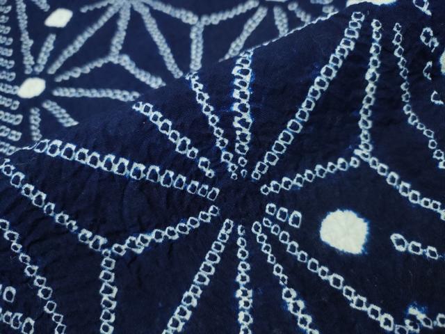 平和屋着物∴夏物 浴衣 有松鳴海絞り 麻の葉文様 綿 逸品 未使用 CAAY4439ng