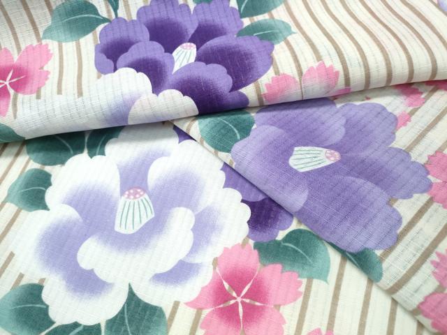 平和屋着物∴夏物 浴衣 綿紅梅 椿 間道 綿 逸品 CAAY4452ng