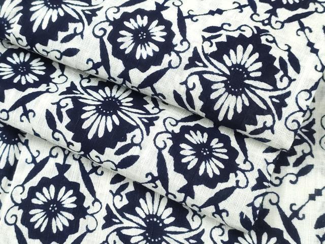 平和屋着物∴夏物 浴衣 型染め 花唐草菱文 綿 逸品 CAAY4457ng