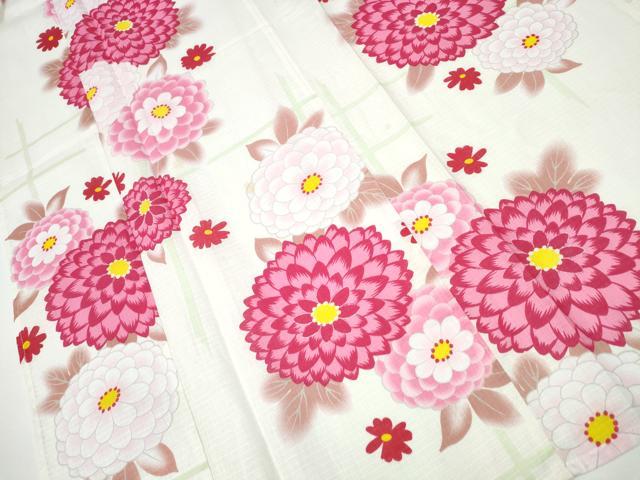 平和屋着物∴夏物 浴衣 綿紅梅 菊文 綿 逸品 CAAY4459ng
