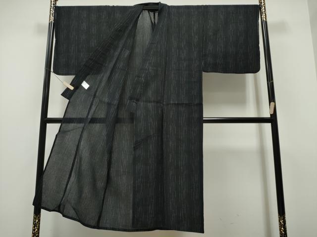 平和屋着物∴夏物 男性 阿波しじら織 浴衣 間道 黒地 綿 逸品 CAAY4463ng