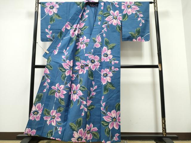 平和屋着物∴夏物 世界的ファッションデザイナー 山本寛斎 kansaiブランド 浴衣 枝花文 綿 未使用 逸品 CAAY4467ng