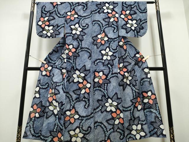 平和屋着物∴夏物 浴衣 有松鳴海絞り 花唐草文 綿 逸品 CAAY4471ng