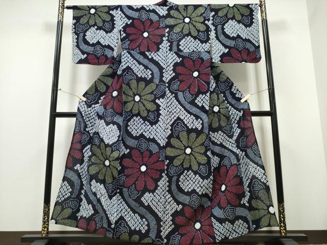 平和屋着物∴夏物 浴衣 有松鳴海絞り 流水舞菊文 綿 逸品 CAAY4490ng