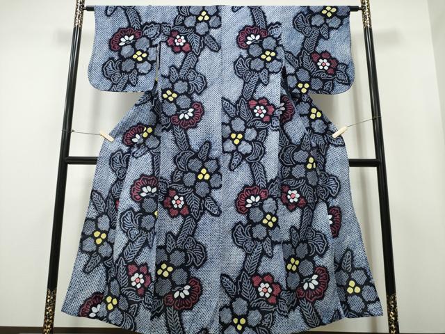 平和屋着物∴夏物 浴衣 有松鳴海絞り 草花文 綿 逸品 CAAY4503ng