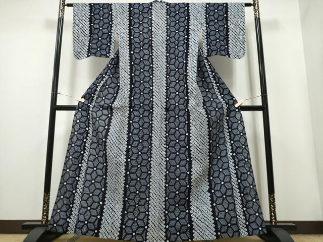 平和屋着物∴夏物 浴衣 有松鳴海絞り 麻の葉間道 綿 逸品 CAAY4522ng