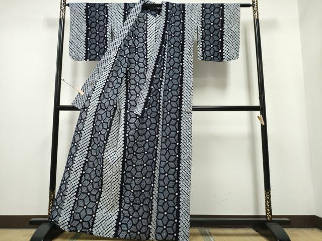 平和屋着物∴夏物 浴衣 有松鳴海絞り 麻の葉間道 綿 逸品 CAAY4522ng