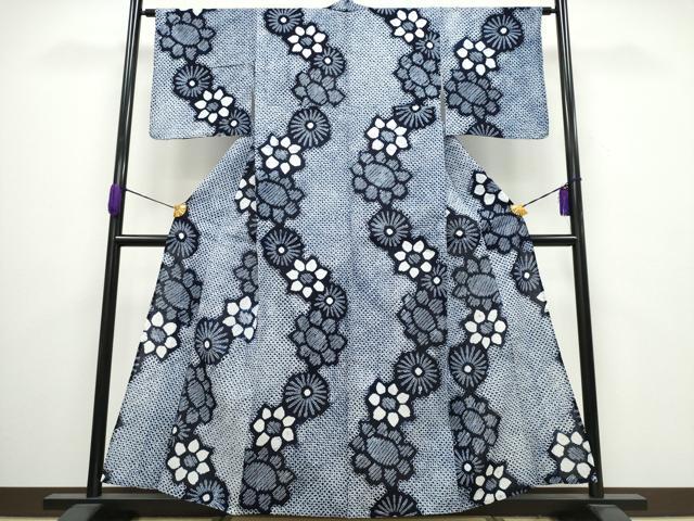 平和屋着物∴夏物 浴衣 有松鳴海絞り 舞菊文 綿 逸品 CAAY4547ng
