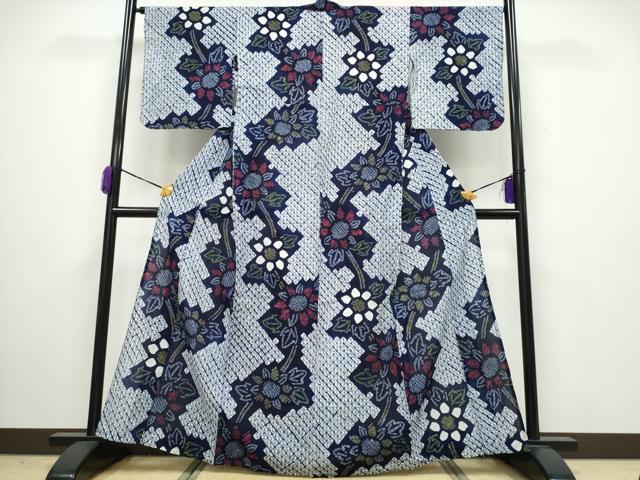 平和屋着物∴夏物 浴衣 有松鳴海絞り 枝菊文 綿 逸品 CAAY4554ng
