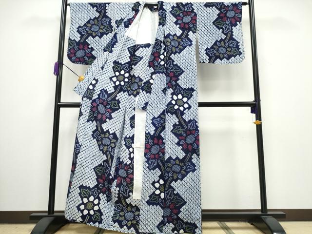 平和屋着物∴夏物 浴衣 有松鳴海絞り 枝菊文 綿 逸品 CAAY4554ng