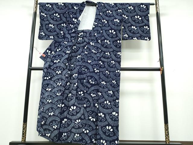 平和屋着物∴夏物 浴衣 有松鳴海絞り 花唐草青海波 綿 逸品 CAAY4576ng