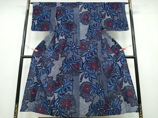 平和屋着物∴夏物 浴衣 有松鳴海絞り 菊文 綿 逸品 CAAY4581ng