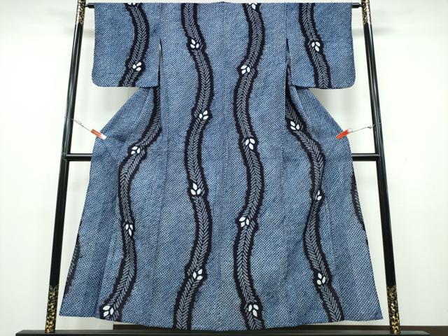 平和屋着物∴夏物 浴衣 有松鳴海絞り 枝葉文 綿 逸品 CAAY4594ng