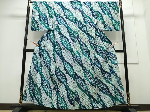 平和屋着物∴夏物 浴衣 有松鳴海絞り 変わり斜線菊文 綿 逸品 CAAY4613ng