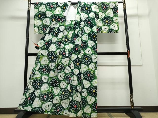 平和屋着物∴夏物 浴衣 有松鳴海絞り ねじ菊文 綿 逸品 CAAY4617ng