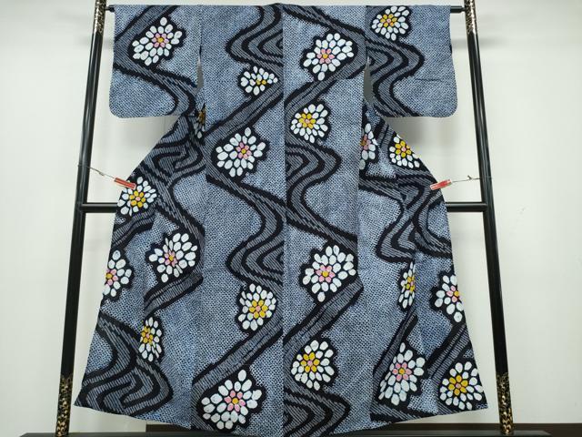 平和屋着物∴夏物 浴衣 有松鳴海絞り 流水花文 綿 逸品 CAAY4661ng