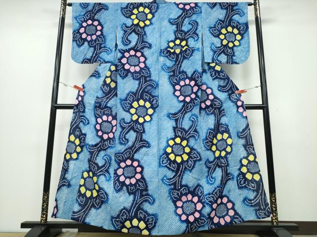 平和屋着物∴夏物 浴衣 有松鳴海絞り 花唐草文 綿 逸品 未使用 CAAY4704ng