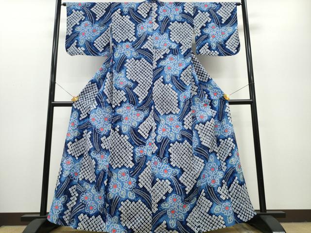 平和屋着物∴夏物 浴衣 有松鳴海絞り 舞花文 綿 逸品 CAAY4754ng