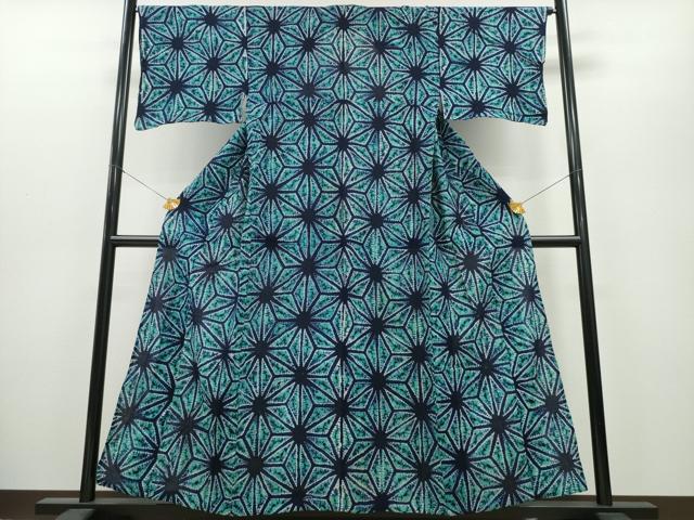 平和屋着物∴夏物 浴衣 有松鳴海絞り 麻の葉文様 綿 逸品 CAAY4759ng