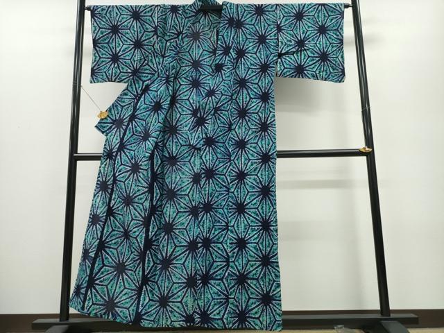 平和屋着物∴夏物 浴衣 有松鳴海絞り 麻の葉文様 綿 逸品 CAAY4759ng