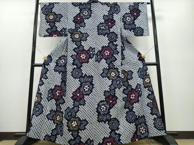 平和屋着物∴夏物 浴衣 有松鳴海絞り 舞花文 綿 逸品 CAAY4762ng