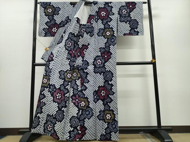 平和屋着物∴夏物 浴衣 有松鳴海絞り 舞花文 綿 逸品 CAAY4762ng