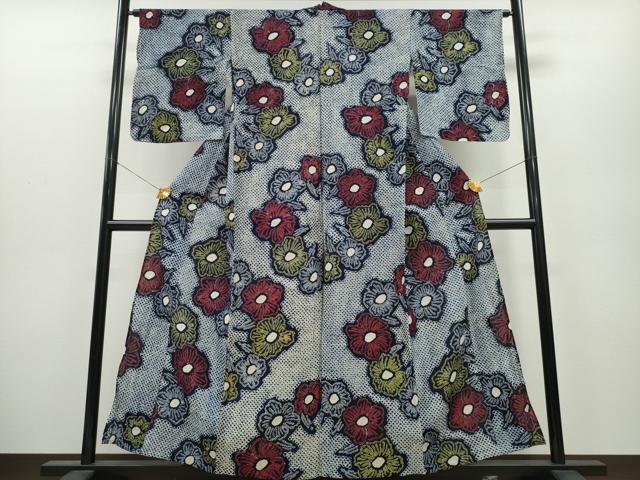 平和屋着物∴夏物 浴衣 有松鳴海絞り 舞花文 綿 逸品 CAAY4767ng