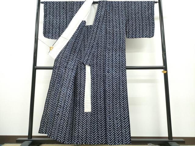平和屋着物∴夏物 浴衣 有松鳴海絞り 矢羽根文様 綿 逸品 CAAY4770ng