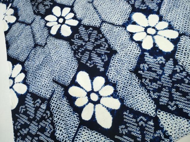 平和屋着物∴夏物 浴衣 有松鳴海絞り 亀甲花文 綿 逸品 CAAY4771ng