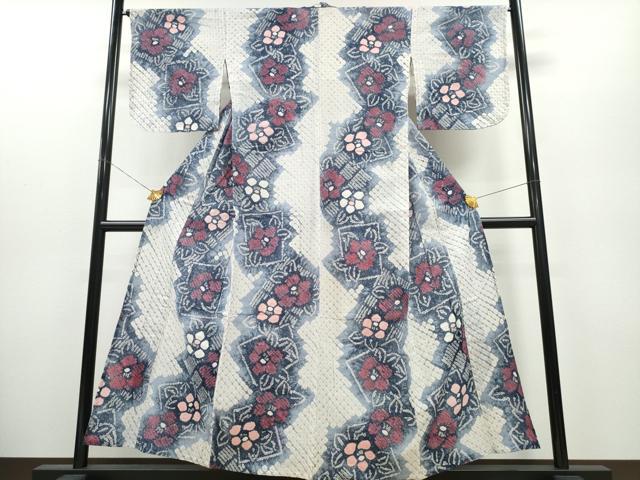 平和屋着物∴夏物 浴衣 有松鳴海絞り 色紙椿 綿 逸品 CAAY4778ng