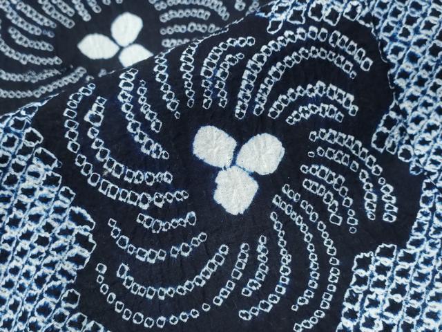 平和屋着物∴夏物 浴衣 有松鳴海絞り 捻じ菊文 綿 逸品 未使用 CAAY4797ng