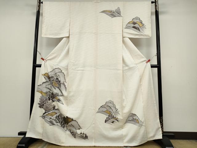 平和屋着物●訪問着 駒刺繍 遠山風景文 金彩 正絹 逸品 CAAY4852ut
