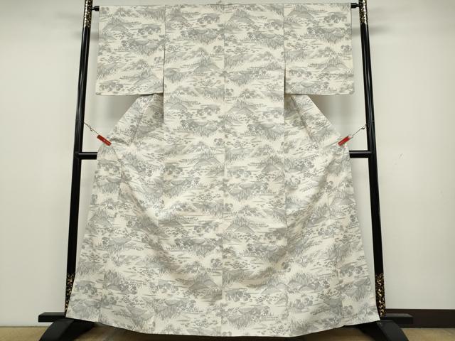 平和屋着物●上質な紬 遠山樹林文 正絹 逸品 CAAY4854ut