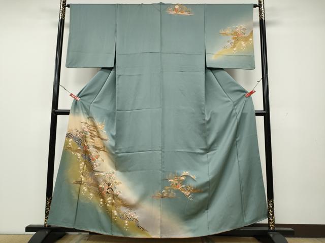 平和屋着物●訪問着 五重塔 道長御所車花文 暈し染め 金彩 鈴乃屋扱い 正絹 逸品 CAAY4870ut