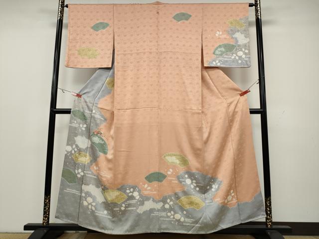 平和屋着物●訪問着 絞り 刺繍 雲取り地紙花文 金彩 正絹 逸品 CAAY4885ut