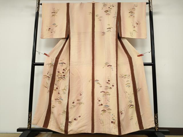 平和屋着物●訪問着 駒刺繍 絞り 松竹梅 金彩 正絹 逸品 CAAY4903ut