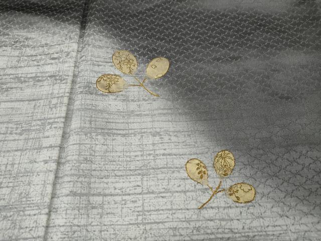 平和屋着物●訪問着 刺繍 舞葉文 暈し染め 金糸 正絹 逸品 CAAY4913ut
