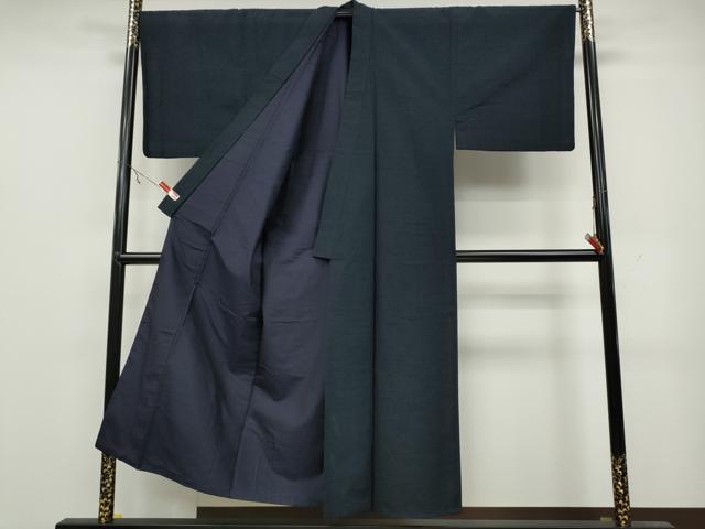 平和屋着物●男性 紬 アンサンブル 留紺色 正絹 逸品 CAAY5053ut