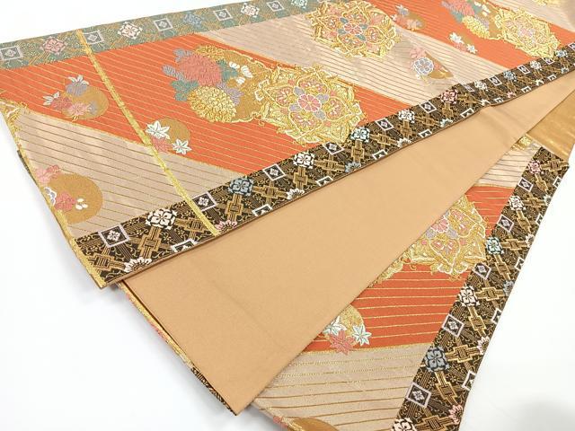 平和屋着物◎六通柄袋帯 唐織 雪輪花文 金糸 正絹 逸品 CAAY5270nb