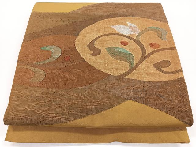 平和屋着物◎太鼓柄袋帯 草花文 正絹 逸品 CAAY5308nb
