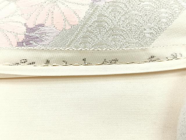 平和屋着物◎六通柄袋帯 唐織 孔雀花文 銀糸 正絹 逸品 CAAY5365nb